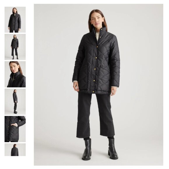 NWOT Quince Women Featherless Quilted Long Puffer Jacket Outerwear Black M - Picture 3 of 4